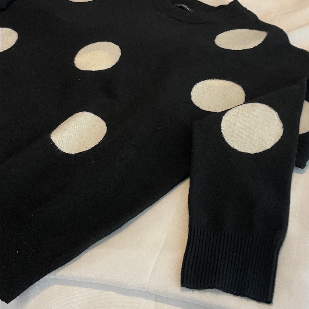 Tahari Black Sweater with White Dots - Picture 6 of 9